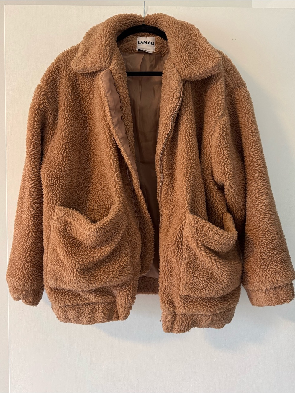 I.AM.GIA Camel Teddy Jacket with Patch Pockets